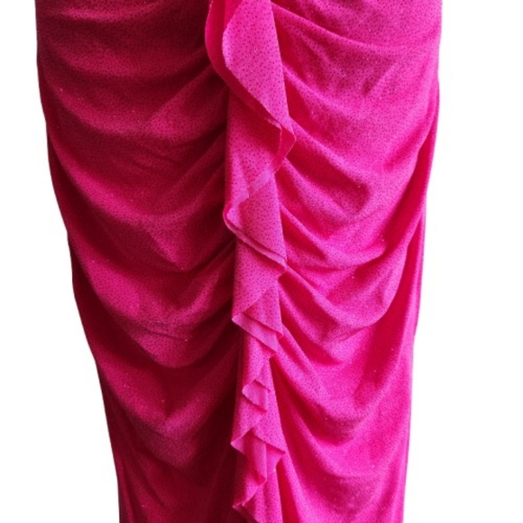 🆕️⬇️Lovely Grace Hot Pink Ruched Glitter Maxi Dress - Picture 13 of 16